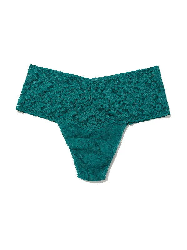 Plus Size Retro Lace Thong Northern Lights Green